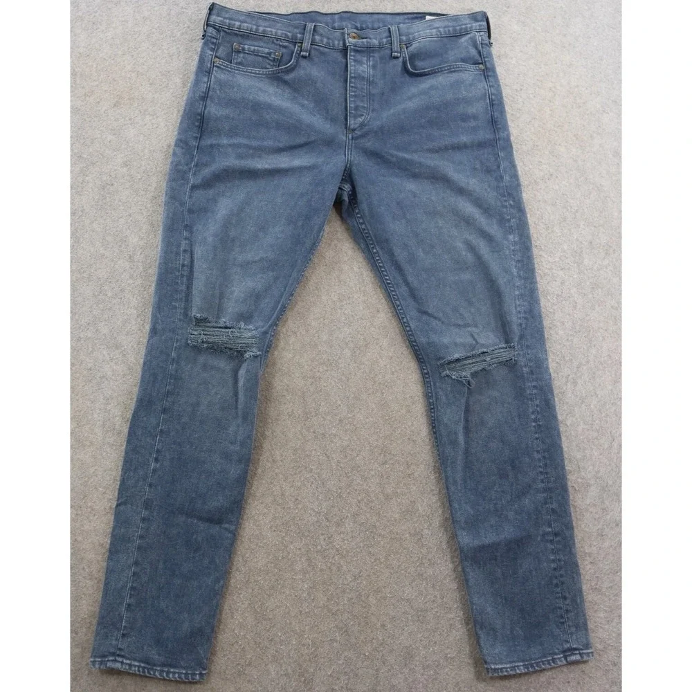 Rag & Bone Jeans Mens 38 Blue Fit 1 Extra Slim Straight Mid Rise Distressed